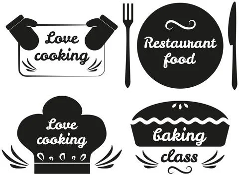 Set of hand writings about kitchen, food and cooking. Hand drawn letterings Stock Illustration