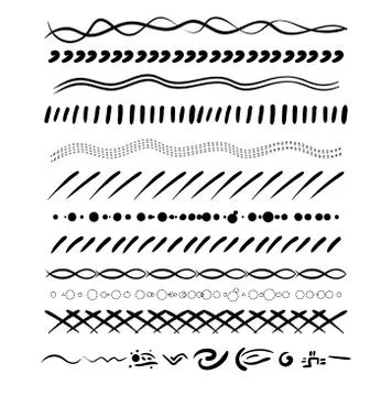 Set of handdrawn borders. Stock Illustration