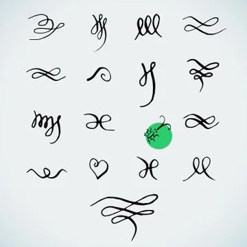 Set of handdrawn calligraphic elements Stock Illustration