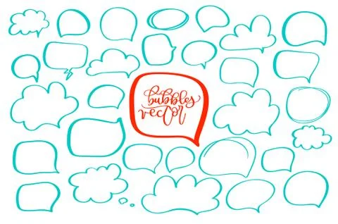 Set of handdrawn doodle bubbles for your text. design for comics Speech Stock-Illustration