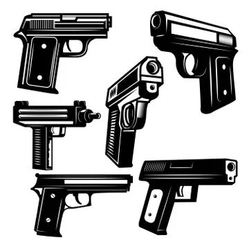 Set of handguns isolated on white background. Design element for Stock Illustration