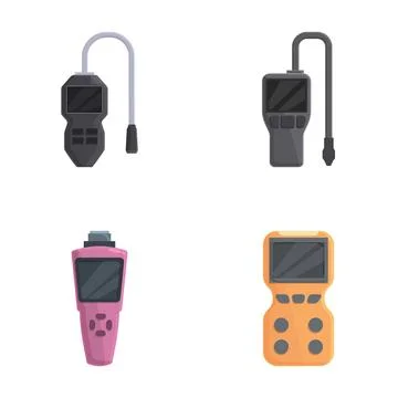 Set of handheld electronic measuring instruments icons Stock Illustration