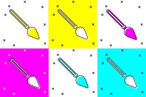 Set Handle broom icon isolated on color background. Cleaning service concept Illustration