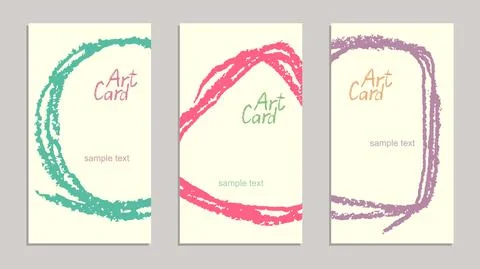 Set of handmade business sample cards with hand drawing textures 스톡 일러스트