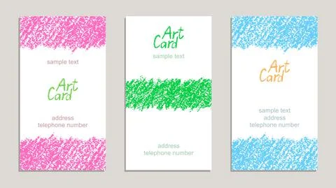 Set of handmade business sample cards with hand drawing textures 스톡 일러스트