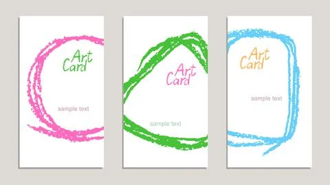 Set of handmade business sample cards with hand drawing textures on white 스톡 일러스트