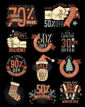 Set of hands and Christmas elements Illustrazione stock