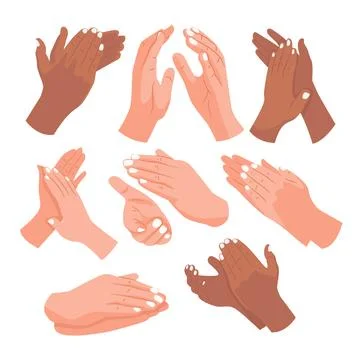 Set of hands Clapping gesture collection, Multiracial male and female Human.. Stock-Illustration