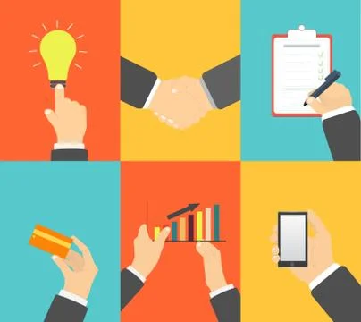 Set of hands clients purchasing Stock Illustration