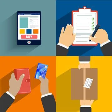 Set of hands clients purchasing Stock Illustration