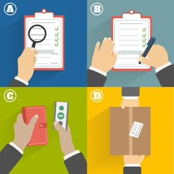 Set of hands clients purchasing Stock-Illustration