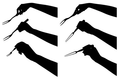 Set of hands with different carving forks Illustration