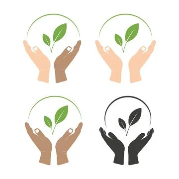 A set of hands of different skin colours Stock Illustration