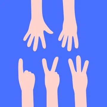 Set of hands with fingers on a blue background. Vector illustration EPS 10. Illustrazione stock