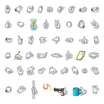 Set of Hands Gesture Cartoon Stock Illustration
