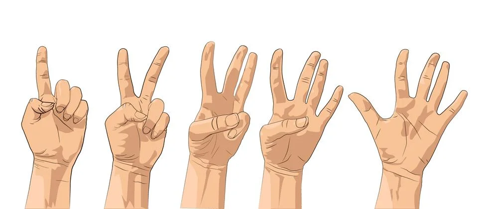Set of hands gestures count Stock Illustration