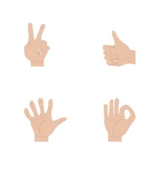 A set of hands in gestures emotions on a white background isolated vector ill Stock Illustration