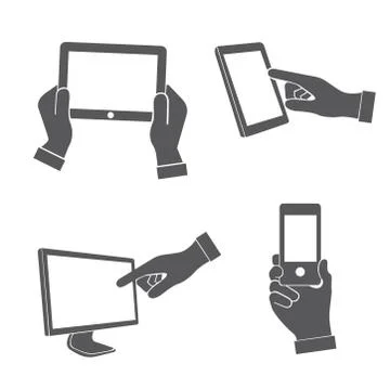 Set of hands holding smart phone Stock Illustration