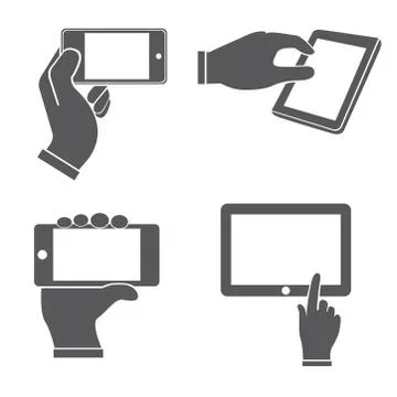Set of hands holding smart phone Stock Illustration