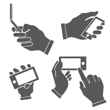 Set of hands holding smart phone Stock Illustration