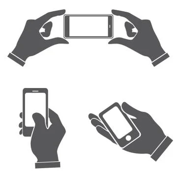 Set of hands holding smart phone Stock Illustration