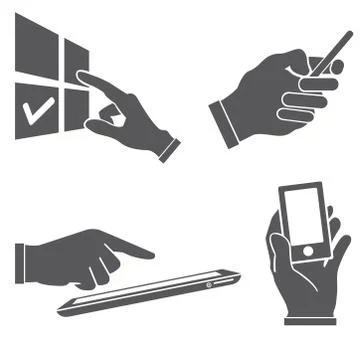 Set of hands holding smart phone Stock Illustration
