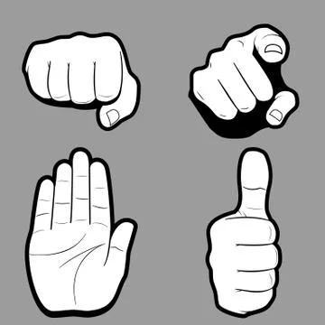 Set of hands in many and different gesture. Vector illustration Stock Illustration