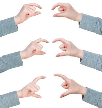 Set of hands measuring sizes - hand gesture Stock Photos