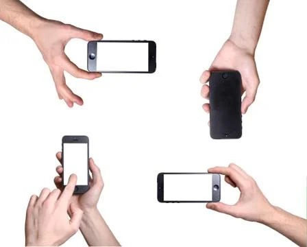 Set of hands with mobile phone Stock Photos