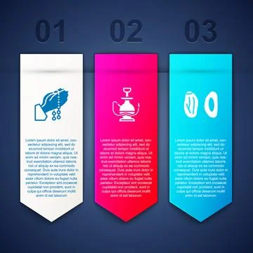 Set Hands in praying position, Hookah and Date fruit. Business infographic .. Stock Illustration