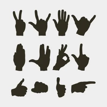 Set of hands showing different gestures. vector illustration Stock Illustration