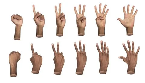 A set of hands shows numbers from zero to five using front and back views. Ea Stock Photos
