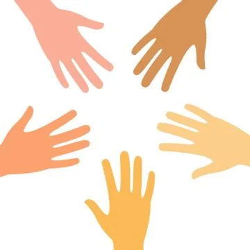 A set of hands symbolizing a team or teamwork flat color icon for business Illustrazione stock