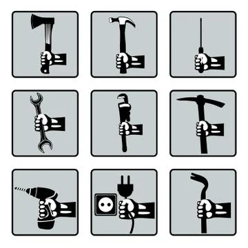 Set hands tools Stock Illustration