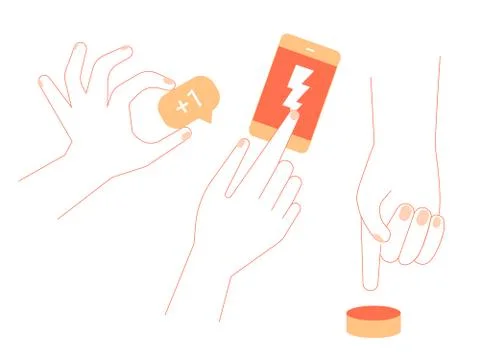 Set of hands in two colors. Stock Illustration