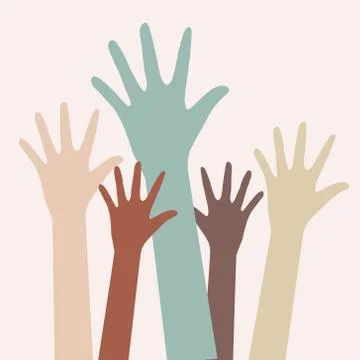 Set of hands. Voting by hand. Vector color sketch in flat style. Illustration Stock Illustration