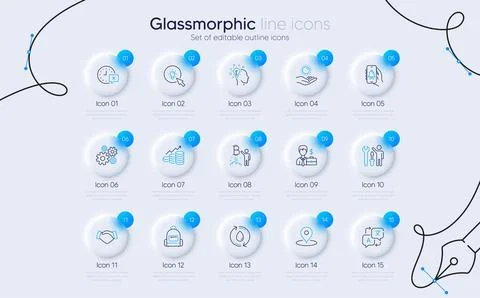 Set of Handshake, Bitcoin project and Businessman case line icons for web app Stock Illustration