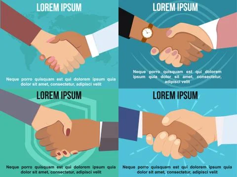 Set of Handshake in flat style. Stock Illustration
