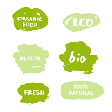 Set of handwritten organic vector badges. Hand drawn logo templates. Elements 스톡 일러스트