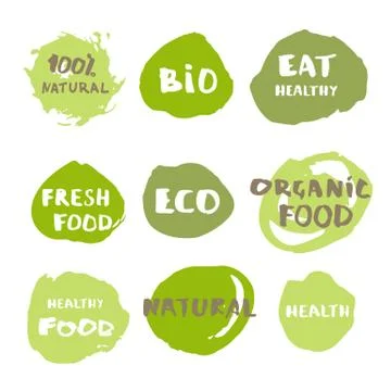 Set of handwritten organic vector badges. Hand drawn logo templates. Elements 스톡 일러스트
