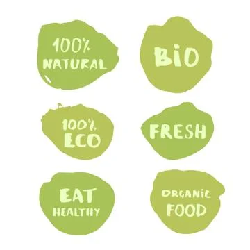 Set of handwritten organic vector doddle lettering. Hand drawn logo templates Illustrazione stock