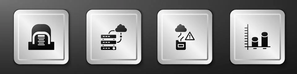 Set Hangar with servers, Network cloud connection, Cloud technology data Stock Illustration