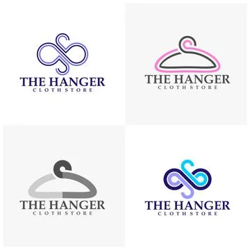 Set of Hanger that forms infinity logo design concepts. Infinity hanger log.. Stock Illustration