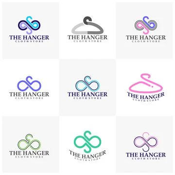 Set of Hanger that forms infinity logo design concepts. Infinity hanger log.. Stock-Illustration