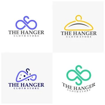 Set of Hanger that forms infinity logo design concepts. Infinity hanger log.. Stock Illustration