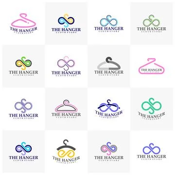 Set of Hanger that forms infinity logo design concepts. Infinity hanger log.. Stock Illustration