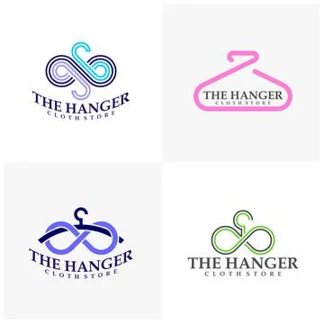 Set of Hanger that forms infinity logo design concepts. Infinity hanger log.. Ilustração Stock