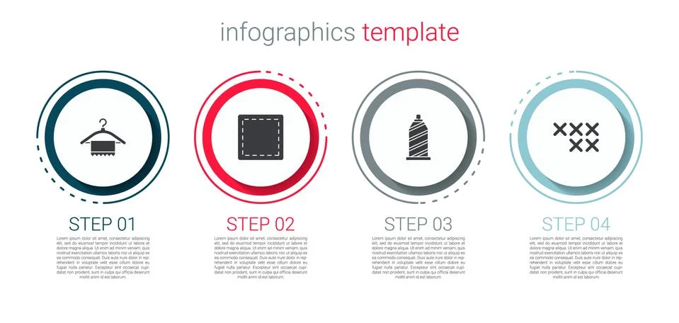 Set Hanger wardrobe, Sewing Pattern, thread and Adjustable embroidery hoop Stock Illustration