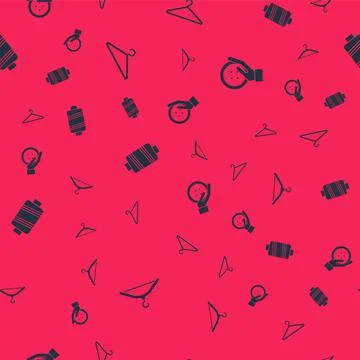 Set Hanger wardrobe, , Sewing thread and button on seamless pattern. Vector Stock Illustration