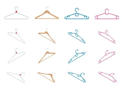 Set of hangers. Vector flat illustration Stock Illustration